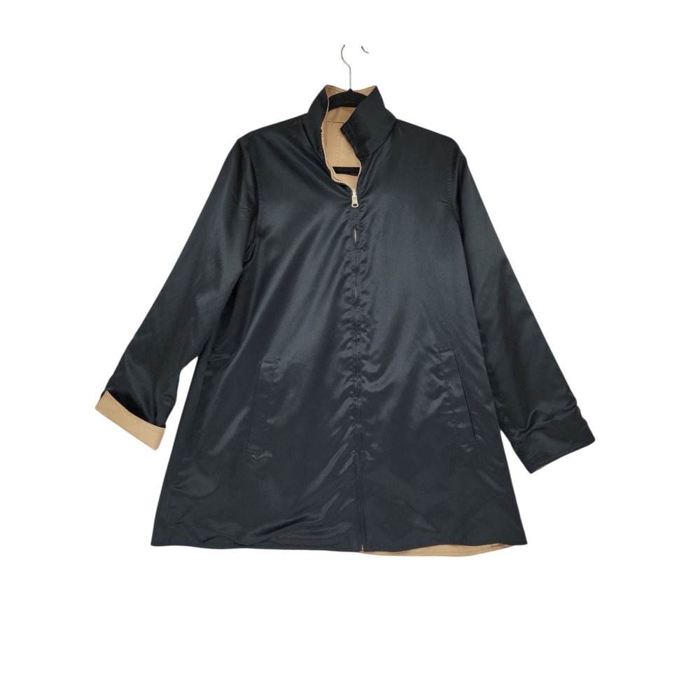Kristen Blake Lightweight Jacket S Womens Tan Black‎ Full Zip Trench Raincoat